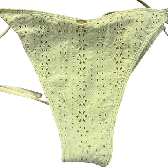 Hollister‎ High Leg Bikini Bottoms, Pale Green, Eyelet Swimsuit Large NWOT - Picture 2 of 9